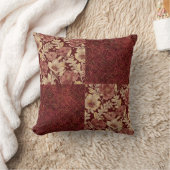 Luxurious Gold Maroon Flowers and Pixels クッション (ブランケット)
