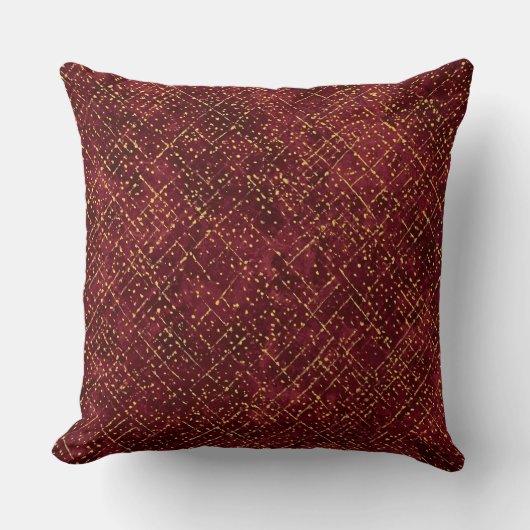 Luxurious Gold Maroon Pixels , Elegant, Modern クッション (正面)