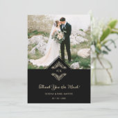 Luxurious Gold Ornamental Flourish Photo in Black サンキューカード (スタンド正面)