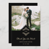 Luxurious Gold Ornamental Flourish Photo in Black サンキューカード (正面/裏面)