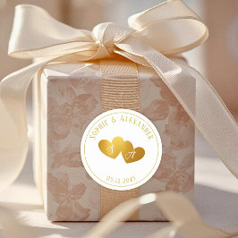 Luxurious Gold White Monogram Wedding Favor Gift ラウンドシール