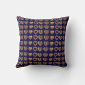 Luxurious Golden Baroque Hearts Pattern on Navy Bl クッション (裏面)
