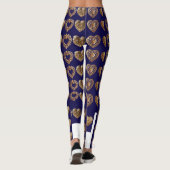 Luxurious Golden Baroque Hearts Pattern on Navy Bl レギンス (裏面)