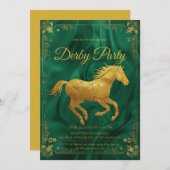 Luxurious Golden Horse Derby Party Invitation with 招待状 (正面/裏面)