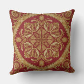 Luxurious Golden Red Ornate Accent Pillow for Sofa クッション (裏面)