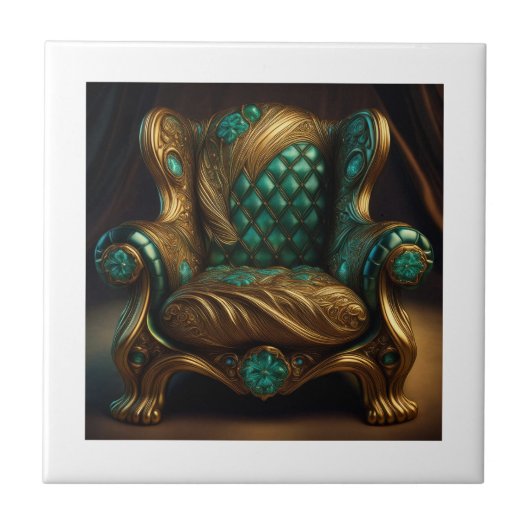 Luxurious Green And Gold Armchair タイル (正面)