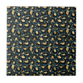 Luxurious Leopard Spots Dark Blue Wild Glam タイル (正面)