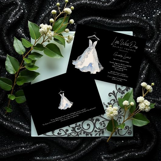 Luxurious Little White Dress Glitter Bridal Shower 招待状