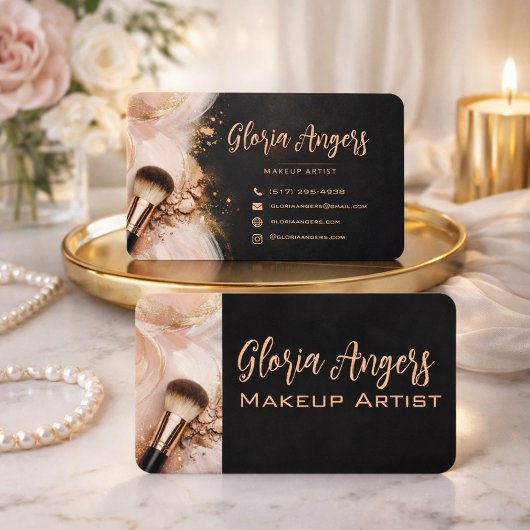 Luxurious Makeup Artist Business Card Design  名刺