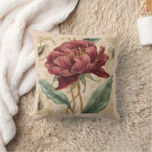 Luxurious, Maroon ,Gold Flowers Design Art  クッション (ブランケット)