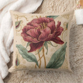 Luxurious, Maroon ,Gold Flowers Design Art  クッション (ブランケット)