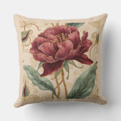 Luxurious, Maroon ,Gold Flowers Design Art  クッション (裏面)