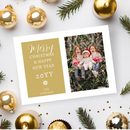 Luxurious Minimalist Christmas Gold Modern Photo シーズンカード