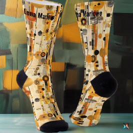 Luxurious Modern Geometric Golden Contemporary  ソックス