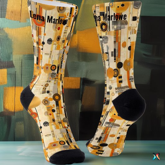 Luxurious Modern Geometric Golden Contemporary  ソックス