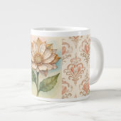 Luxurious Mosaic Flower and Pink Pattern ジャンボコーヒーマグカップ (正面右)