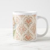 Luxurious Mosaic Flower and Pink Pattern ジャンボコーヒーマグカップ (右)