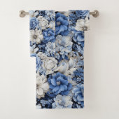 Luxurious Navy Blue Flowers Bath Towel Set バスタオルセット (インサイチュ)