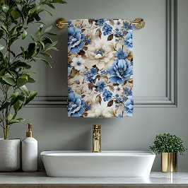 Luxurious Navy Blue Gold Flowers Bath Towel バスタオルセット