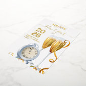 Luxurious New Year 2026 Champagne Countdown Clock 箔シーズンカード (回転した状態)