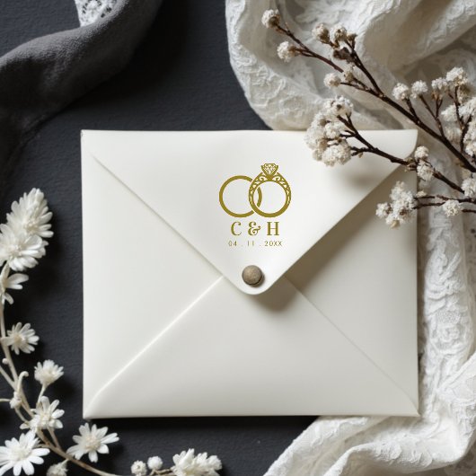 Luxurious Ornate Engagement and Wedding Rings ラバースタンプ