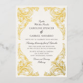 Luxurious Ornate Romantic Wedding 箔招待状 (正面)
