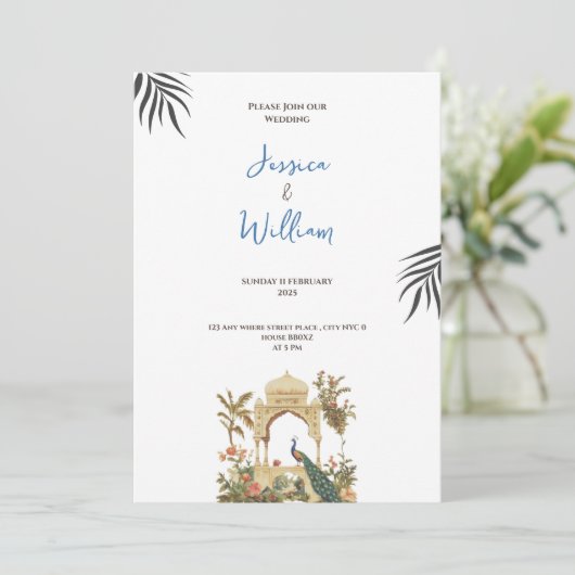 luxurious peacock palace wedding invitation 招待状 (スタンド正面)