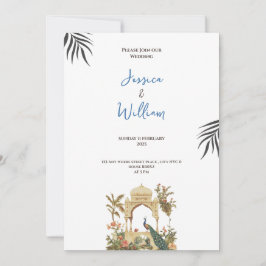 luxurious peacock palace wedding invitation 招待状
