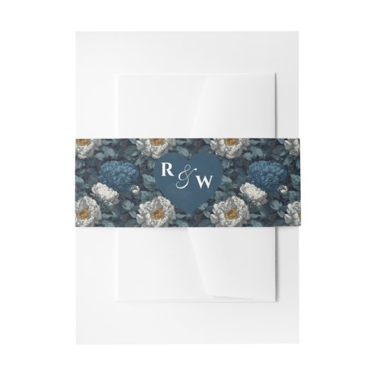 Luxurious Peonies Petal Spring Wedding 招待状ベリーバンド (正面例)