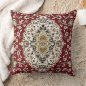 Luxurious Persian Rug Red Field Ivory Medallion クッション (ブランケット)