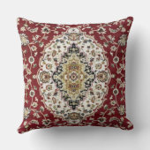 Luxurious Persian Rug Red Field Ivory Medallion クッション (裏面)