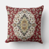 Luxurious Persian Rug Red Field Ivory Medallion クッション (正面)