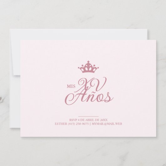 Luxurious Pink Oval Frame Charming Quinceañera 招待状 (裏面)