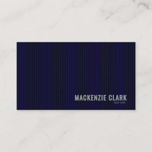 Luxurious Pinstripe Navy & White Business Card 名刺 (正面)