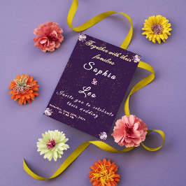 Luxurious Plum Purple Gold Foil Wedding Invitation 招待状