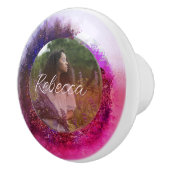 Luxurious Purple and Pink Ombre Circle Frame Photo セラミックノブ (右)