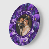 Luxurious Purple Calla Lilies Charm Traditional We ラージ壁時計 (傾斜)