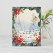 Luxurious Red and Gold Christmas Ornament Photo シーズンカード (スタンド正面)