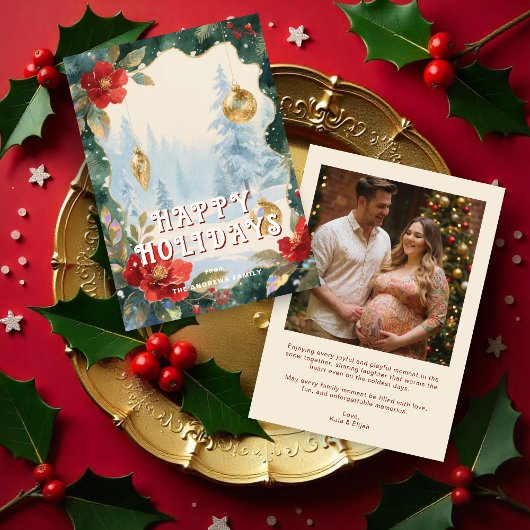 Luxurious Red and Gold Christmas Ornament Photo シーズンカード