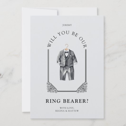 Luxurious Ring Bearer Black Suit Ornate Dome (正面)