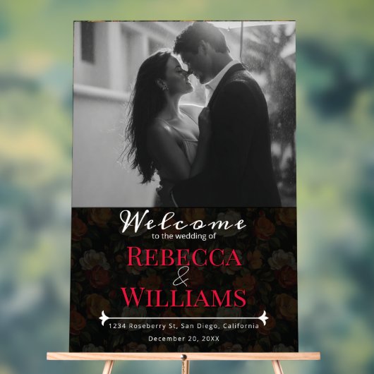 Luxurious Rose Flower Rustic Wedding Signs アクリルサイン (ニュートラル)