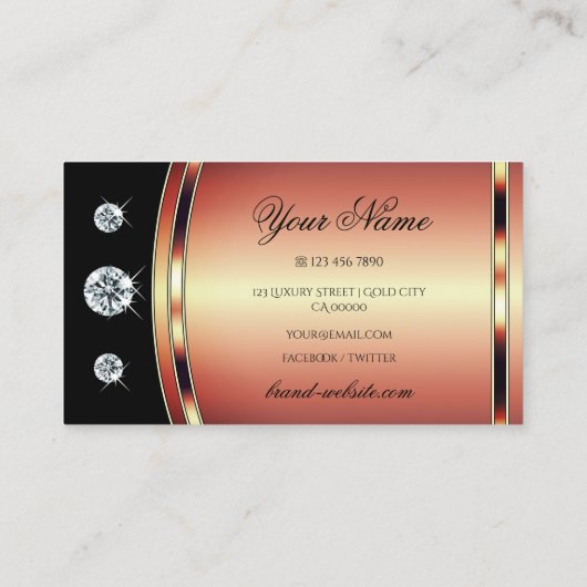 Luxurious Rose Gold Black with Sparkling Diamonds 名刺 (裏面)