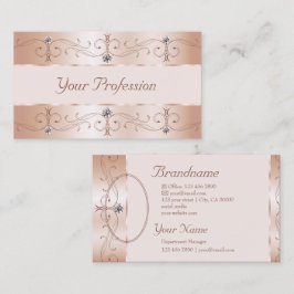 Luxurious Rose Gold Ornate Borders Jewels Add Foto 名刺