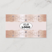 Luxurious Rose Gold Ornate Borders Jewels Add Logo 名刺 (正面)
