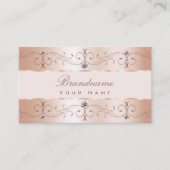 Luxurious Rose Gold Ornate Borders Jewels Ornament 名刺 (正面)