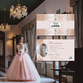 Luxurious Rose Gold Ornate Borders Logo and Photo 名刺