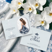 Luxurious Silver Oval Frame Charming Quinceañera  箔招待状