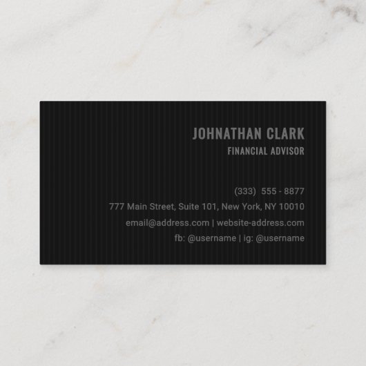Luxurious Striped All-Black  Business Card 名刺 (裏面)