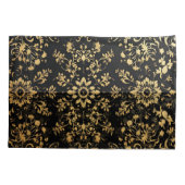 Luxurious style Pillow case black yellow pattern 枕カバー (裏面-左)