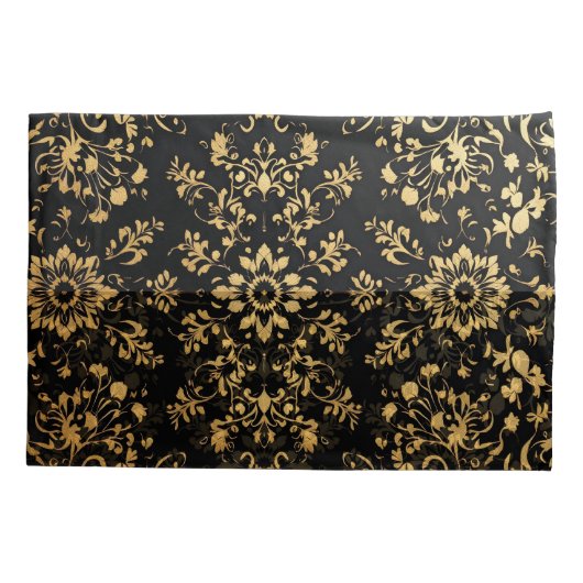 Luxurious style Pillow case black yellow pattern  枕カバー (裏面-左)